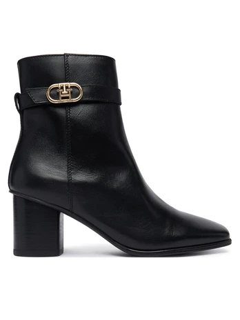 Aulinukai Tommy Hilfiger Th Strap Leather Block Heel Boot FW0FW09488 Juoda