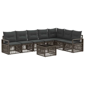 Sodo Sofų Rinkinys 8 pcs Pilka poliratanas
