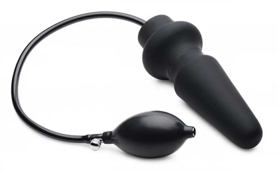 XR Brands Ass-Pand Large Inflatable Silicone Plug Juodas 15 cm