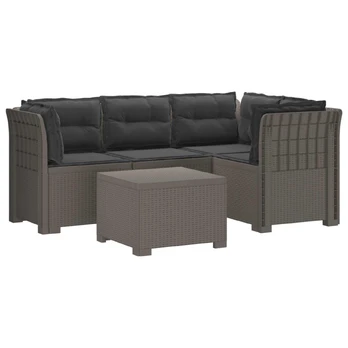 4 Vietų Sodo Sofa su Pagalvėlėmis Ratanų Imitacija PP