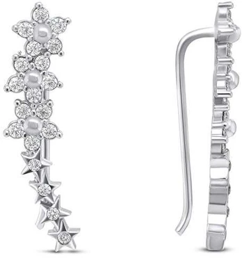Brilio Silver Brilio Sidabrinis Playful elongated sidabrinis earrings with zircons EA81W