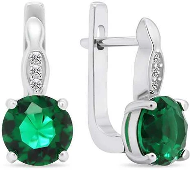 Brilio Silver Luxury sidabrinis earrings with žalias zircons EA548WG