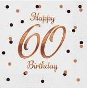 GoDan B & C Happy 60 Gimtadienis balta 33x33cm 20vnt