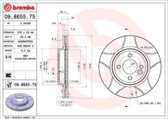 Stabdžių diskas BREMBO 09.8655.75 kaina