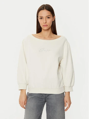 BOSS Džemperis 50538987 Balta Relaxed Fit
