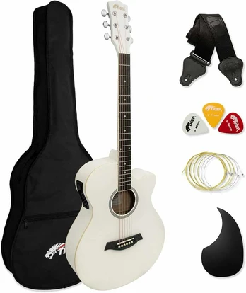 Tiger Akustinė elektrinė gitara, balta