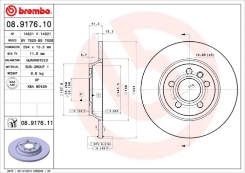 Stabdžių diskas BREMBO 08.9176.11