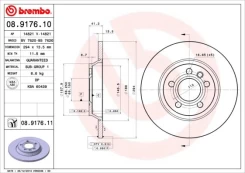 Stabdžių diskas BREMBO 08.9176.11 kaina
