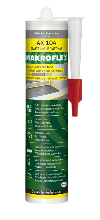Universalus silikoninis hermetikas MAKROFLEX AX 104, baltos sp., 300 ml