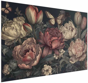 Artgeist Plakatas - Flowers on a Turquoise Background
