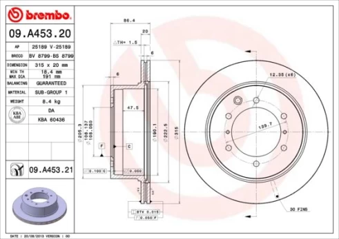 Stabdžių diskas BREMBO 09.A453.21