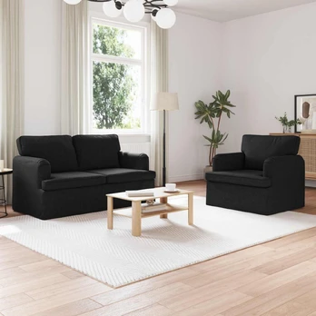 Sofa 2 pcs Juoda 144 x 80 x 85 cm audinys