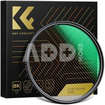 K&F Concept K&F 49MM Gold Streak Effect Lens Filter (2mm) Anamorphic Optical Glass Light Flare Effect