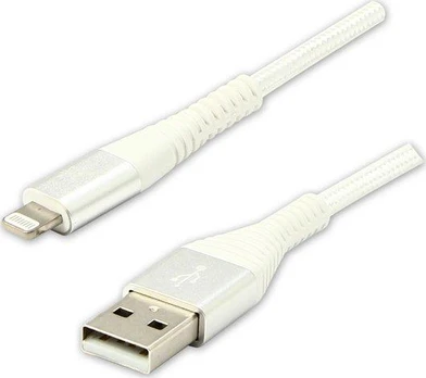 USB kabelio logotipas USB-A - Žaibas 2 m Baltas