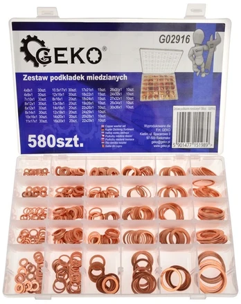 580 vnt. varinių tarpinių rinkinys Geko G02916