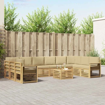 Lauko sofos komplektas 11 pcs Balta ir kreminė 59 x 59 x 37 cm