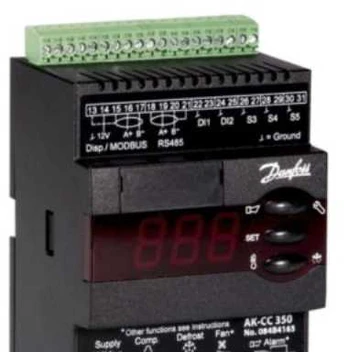 Danfoss AK-CC 350 - Køle-apparatstyring, Temp., Multi, 4 relæer, 1f, 2k, 2,3 VA