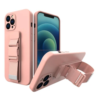 Dėklas su dirželiu Rope case gel TPU iPhone 8 Plus / iPhone 7 Plus Rožinis