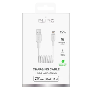 Kabel spiralny Puro 12W USB-A - Lightning 1m - biały