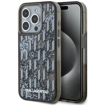 Dėklas Karl Lagerfeld Liquid Glitter Monogram Gradient Case for iPhone 15 Pro Max Juodas