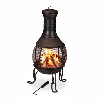 Relaxdays Chiminea 45x45x89 cm Raudona-Bronzinė Plienas