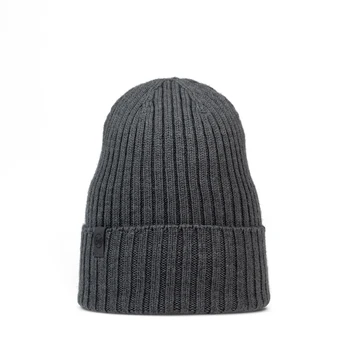 Buff Norval Merino Wool Knitted Hat Grey Žieminė kepurė