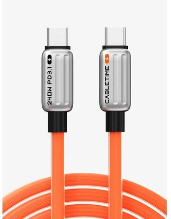 Cabletime USB-C Silikone Ladekabel 240W, USB-C: H, an - USB-C: