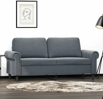 Dvivietė sofa, tamsiai pilkos spalvos, 140cm, aksomas