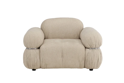 Mika 1-Seat Sofa - Silver Frame / Beige