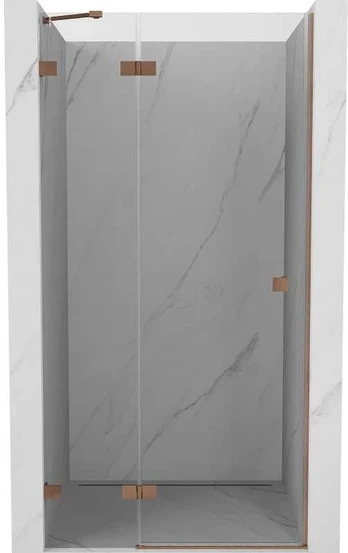 Dušo durys Mexen Lunar, kairinės, 90 cm, transparent/brushed copper