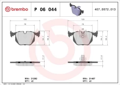 Stabdžių trinkelių rinkinys, diskinis stabdys BREMBO P 06 044 kaina