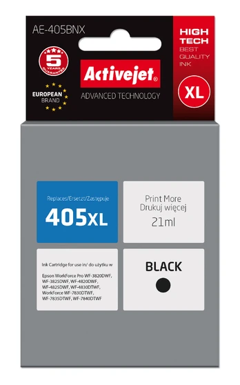 Spausdintuvo kasetė ActiveJet AE-405BNX, juoda, 21 ml