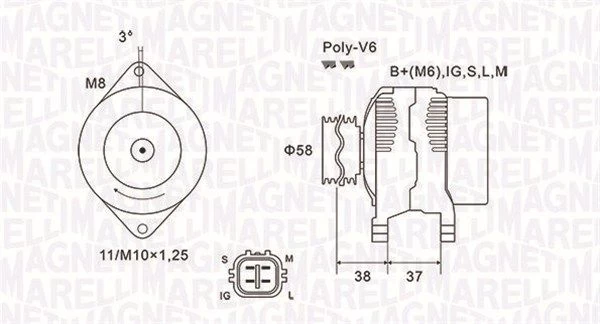 Kintamosios srovės generatorius MAGNETI MARELLI 063731889010