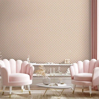 Artgeist Tapetas - Checkerboard Pattern - Brown-Baltas Grid with a Subtle Noise