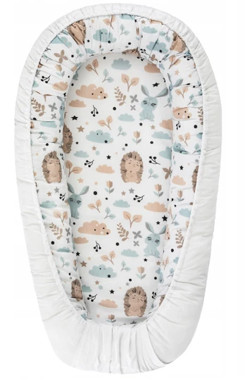 Kūdikio lizdelis Hedgehog, ruda/balta/žydra