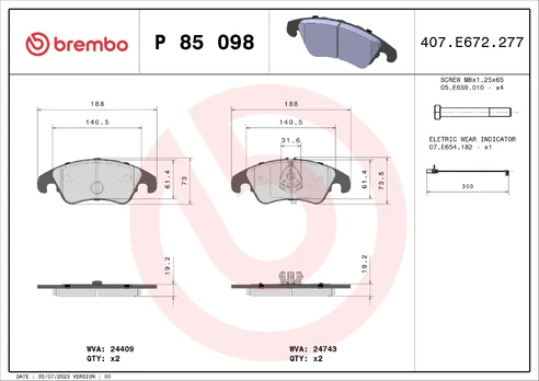 Brake pads - tuning Xtra P 85 098X front