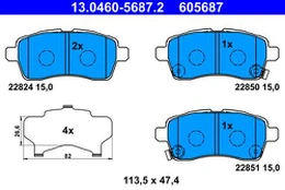 ATE 13.0460-5687.2 Brake pad set