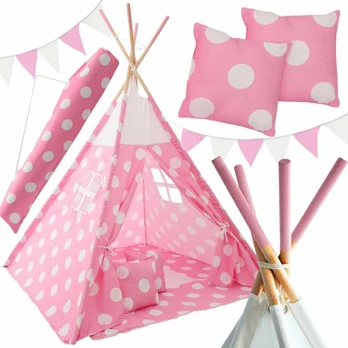 Pink Vaikiška palapinė Tipi 4. Dots, Rožinė/Baltas