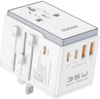 Dudao A35 Universal Travel Adapteris Baltas