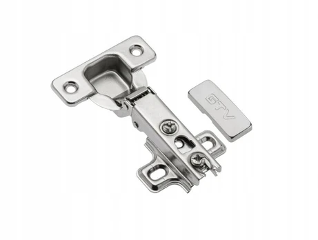 Push-open hinge, 110 deg., slide on, 45mm hole distance on cup, without screws on plate