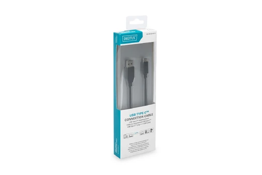 Kabelis USB Digitus USB-A - USB-C 1 m Juodas (DB-300136-010-S)
