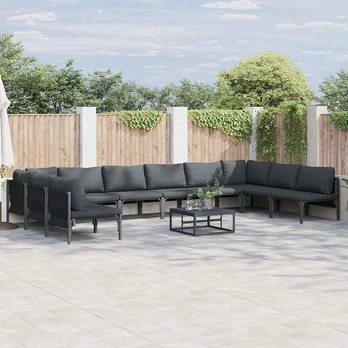 Sodo Sofų Rinkinys 11 pcs Antracito Plienas