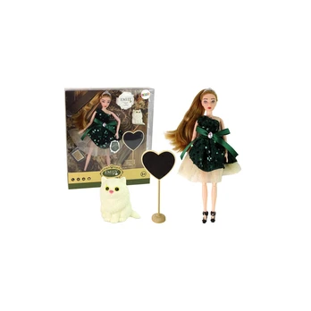 Lean Toys Emily medinė širdelė baltos katės lėlė