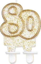 Gimtadienio žvakė numeris 80 blizgantis GODAN
