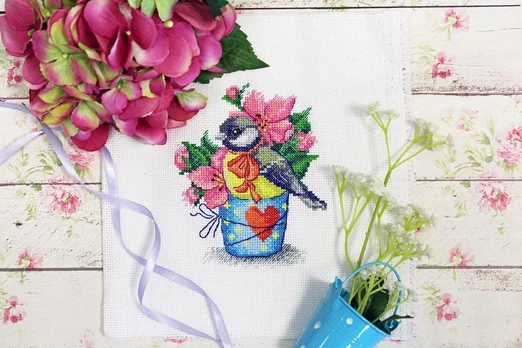 Cross stitch kit "Spring titmouse" SM-634