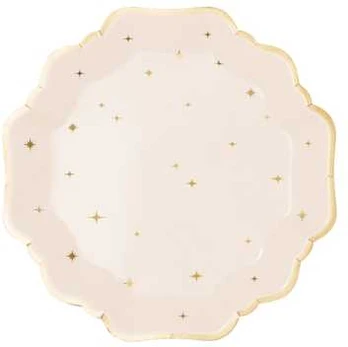 Party Deco Paptallerkner med guld stjerner, 21 cm