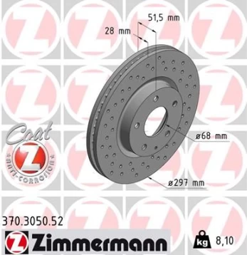 Stabdžių diskas ZIMMERMANN 370.3050.52