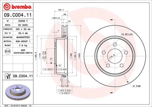 BREMBO 09.C004.11 Brake Disc