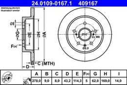 ATE 24.0109-0167.1 Brake Disc kaina