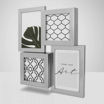 Rėmelis KNOR 3D 2x10x15+2x10x10 sidabrinis|plexi|28x32cm